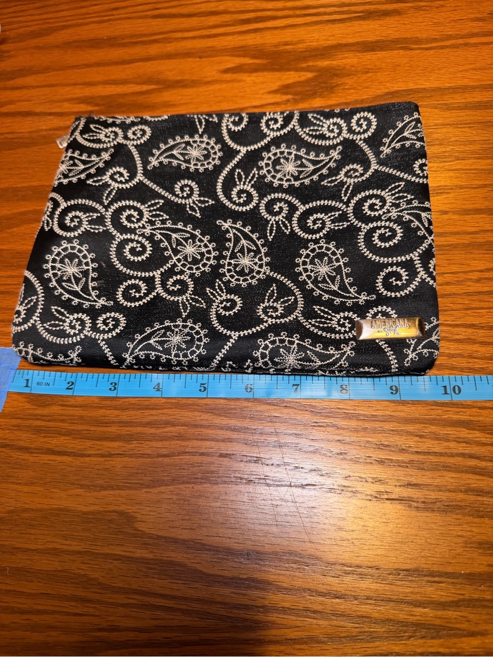 American Rag Black and White Paisley Zip Pouch